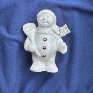 Vintage Lenox Christmas Chimney Sweeper Snowman Figurine 24K Gold Accent Retired